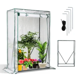 Lospitch Foliengewächshaus Gewächshäuser Treibhaus Tomatenhaus Pflanzenhaus Weiß 200*80*170CM