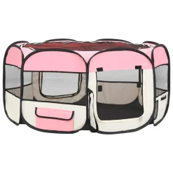 VidaXL Faltbarer Welpenlaufstall Mit Tragetasche Rosa 145x145x61 Cm -Garten- & Gewächshäuser Geschäft 5134f3fb4a1e138880662b78843f6944