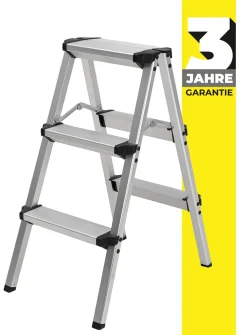 Craftfull Doppel-Klapptritt CF-131A, Aluminium-Trittleiter Klappbar (2 X 3 Stufen)