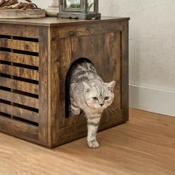 FEANDREA Katzentoilette, Katzenhaus, Stark Und Langlebig, Lamellentür, Mit Türen, Vintagebraun PCL003X01 -Garten- & Gewächshäuser Geschäft 516384acedc5198b0cb51dac01e23b41