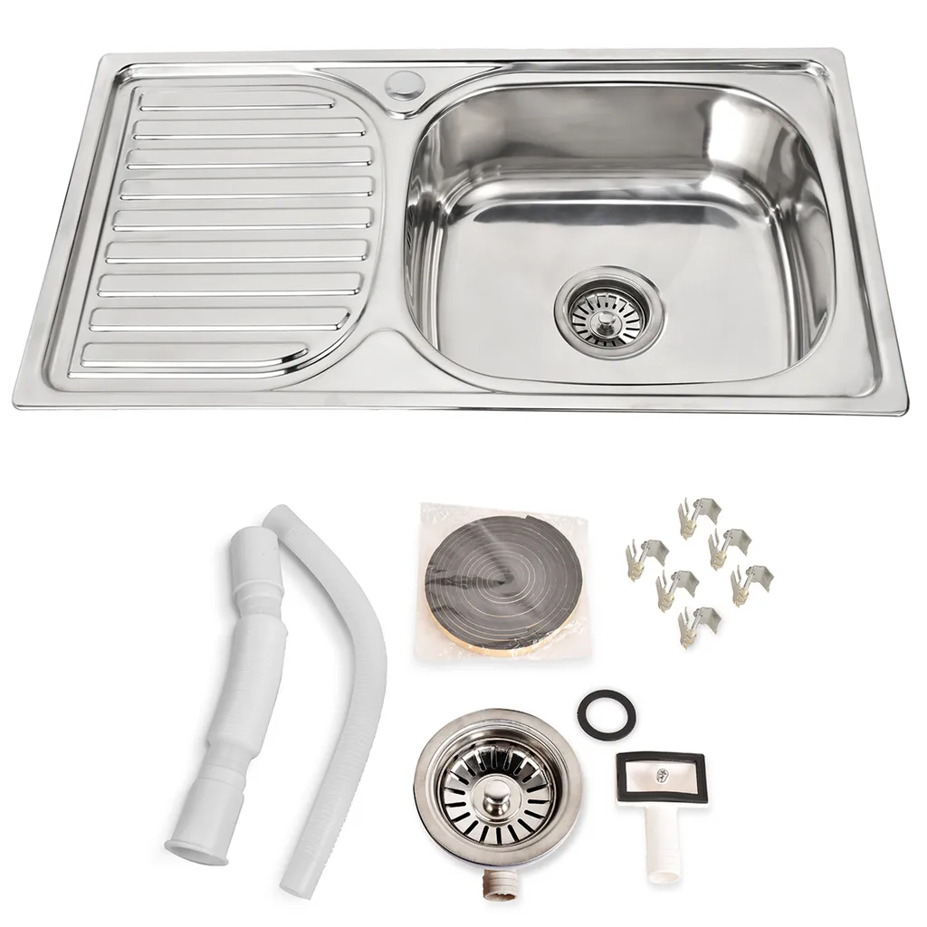 Midori © MIDORI® Edelstahl Spüle Küchenspüle Einbauspüle Spülbecken 1 Becken Mit Abtropffläche Links 76x43cm 4 Midori © MIDORI® Edelstahl Spüle Küchenspüle Einbauspüle Spülbecken 1 Becken Mit Abtropffläche Links 76x43cm – Bild 4