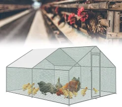 YARDIN Hühnerstall 3 X 4 X 2 M Hühnerhaus Kleintierstall Freilaufgehege Kleintiergehege Voliere Freigehege Hühnerkäfig Geflügelstall Verzinkter Stahlrahmen Mit Dach