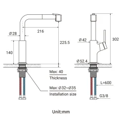 Auralum Edelstahl Küchenspüle Einbauspüle 55 × 45 CM + Hochdruck Ausziehbar Küchenarmatur, Schwarz -Garten- & Gewächshäuser Geschäft 51aaa24619e47e3e99d44b89c7f25c2b