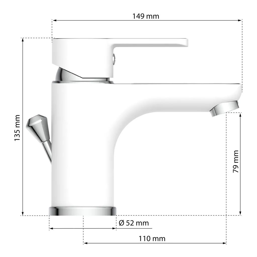 Eisl DIZIANI Waschtischarmatur Mit Zugstange, Wasserhahn Bad Mit Ablaufgarnitur Waschbecken, Weiß/Chrom 6 Eisl DIZIANI Waschtischarmatur Mit Zugstange, Wasserhahn Bad Mit Ablaufgarnitur Waschbecken, Weiß/Chrom – Bild 6