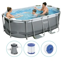 Bestway® Power Steel™ Frame Pool Set Mit Filterpumpe 305 X 200 X 84 Cm, Grau, Oval -Garten- & Gewächshäuser Geschäft 51c3791ffb516ccf465ccffdf77426a0