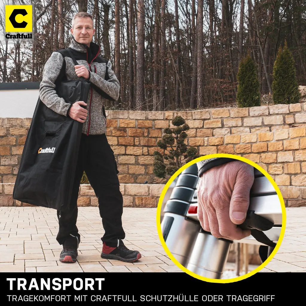 Craftfull Klappleiter CF-102B - Soft-Close-Funktion - Aluminium Klappleiter - Teleskopleiter - Tragetasche - Anlegeleiter - 2 X 1.6 Meter (Total 3.2 M) 5 Craftfull Klappleiter CF-102B - Soft-Close-Funktion - Aluminium Klappleiter - Teleskopleiter - Tragetasche - Anlegeleiter - 2 X 1.6 Meter (Total 3.2 M) – Bild 5