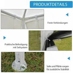 HOMCOM Outsunny Pavillon Partyzelt Gartenpavillon Gartenzelt Festzelt Mit Seitenwänden Metall + PE Weiß + Schwarz 4 X 3 M -Garten- & Gewächshäuser Geschäft 51fd8cc72ef33785a9160c5b732825b1