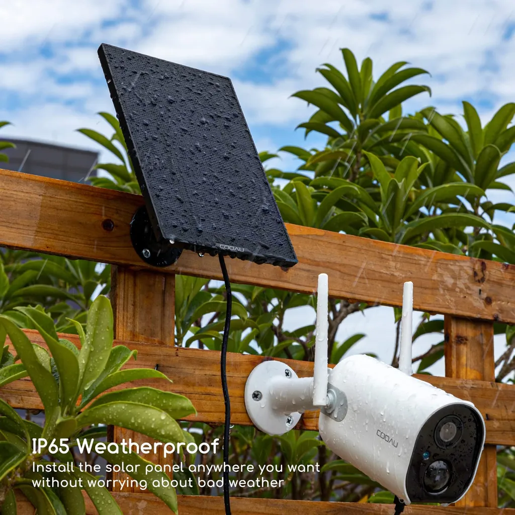COOAU Solarpanel Für Solarbetriebene Sicherheitskamera,Akku Überwachungskamera Aussen WLAN IP Kamera Outdoor Oder Türklingel, Wetterfest, 360° Einstellbare Halterung,3M USB-Kable 6 COOAU Solarpanel Für Solarbetriebene Sicherheitskamera,Akku Überwachungskamera Aussen WLAN IP Kamera Outdoor Oder Türklingel, Wetterfest, 360° Einstellbare Halterung,3M USB-Kable – Bild 6