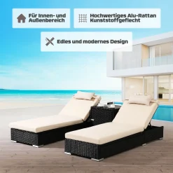 AREBOS 2X Poly-Rattan Sonnenliege Mit 5-Fach Verstellbarer Rückenlehne, Inkl. Beistelltisch, Outdoor Gartenliege, Inkl. Nackenkissen Und Schutzhülle 18 AREBOS 2X Poly-Rattan Sonnenliege Mit 5-Fach Verstellbarer Rückenlehne, Inkl. Beistelltisch, Outdoor Gartenliege, Inkl. Nackenkissen Und Schutzhülle -Garten- & Gewächshäuser Geschäft 5258b17cb526a968ccdc8ecb1197ae80