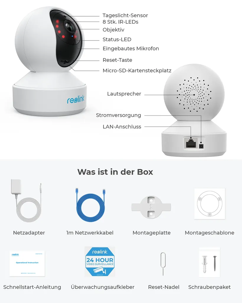 Reolink 4MP PT Indoor Überwachungskamera Innen, 355° Schwenk- / 50° Neigung, Automatische Verfolgung, 2,4Ghz Und 5Ghz WLAN IP Kamera, 2-Wege-Audio, Home Und Baby Monitor Mit Bewegungserkennung, Personen Und Haustiere Erkennen, E1 Pro 17 Reolink 4MP PT Indoor Überwachungskamera Innen, 355° Schwenk- / 50° Neigung, Automatische Verfolgung, 2,4Ghz Und 5Ghz WLAN IP Kamera, 2-Wege-Audio, Home Und Baby Monitor Mit Bewegungserkennung, Personen Und Haustiere Erkennen, E1 Pro – Bild 17