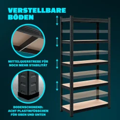 MONZANA® Schwerlastregal Kellerregal Steckregal Werkstattregal Lagerregal Regal, Model:2x 5 Böden - 180x90x40cm - Schwarz -Garten- & Gewächshäuser Geschäft 52dee8eaa7b4024abe170bfe3cd12afa