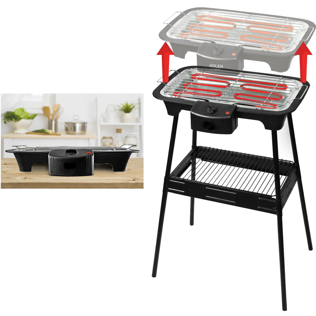 Adler 2in1 Standgrill BBQ Grill Partygrill Tischgrill Standtischgrill Elektro Grill 2000 Watt 19 Adler 2in1 Standgrill BBQ Grill Partygrill Tischgrill Standtischgrill Elektro Grill 2000 Watt – Bild 19