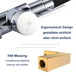 Aihom Wasserhahn Küche Schwarz, 360° Drehbar Silikon In Lebensmittelqualität Wand Küchenarmatur Wandarmatur Flexibel Ausziehbarer, Spültischarmatur Für Küche Messing -Garten- & Gewächshäuser Geschäft 52fedeffbc851b52e11f6addbbd47169 1