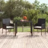 VIDAXL Gartentisch Mit Glasplatte Schwarz 90x90x75 Cm Poly Rattan