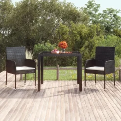 VIDAXL Gartentisch Mit Glasplatte Schwarz 90x90x75 Cm Poly Rattan