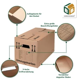 BB-Verpackungen 10 Umzugskartons Spedition XXL 2-wellig 40 Kg Umzugskiste -Garten- & Gewächshäuser Geschäft 537214980383b97e99f29cf9e801c398