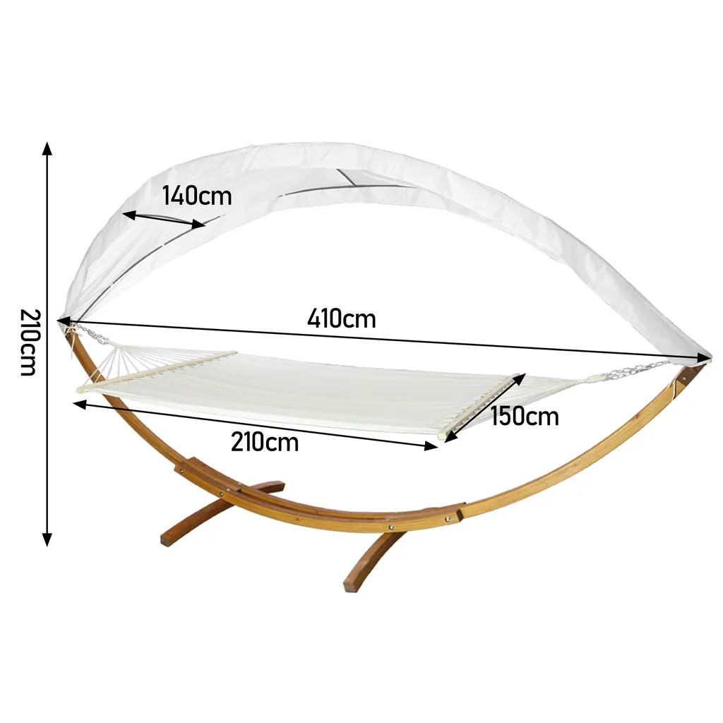 Clanmacy Haengematte Mit Gestell Und Sonnendach, Hammock Aus Wetterfestem Laerchenholz, Bis 200kg, Stabhaengematte Fuer 2 Personen Outdoor Und Indoor 7 Clanmacy Haengematte Mit Gestell Und Sonnendach, Hammock Aus Wetterfestem Laerchenholz, Bis 200kg, Stabhaengematte Fuer 2 Personen Outdoor Und Indoor – Bild 7