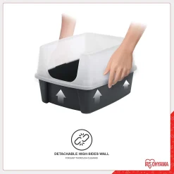 Iris Ohyama Katzenklo Katzentoilette Mit Hohem Rand, Keine Verbreitung Von Streu, Abnehmbarer Hoher Rand, Grau -Garten- & Gewächshäuser Geschäft 53a3bc2dd9d78252af8f59ab221e30f5