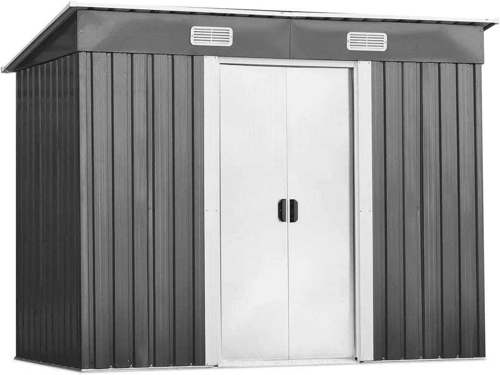 COSTWAY Gerätehaus Metall Gartenhaus 5m³ 238x131x181cm Mit 2 Schiebetüren Gartenhaus Geräteschuppen Für Outdoor & Garten 1 COSTWAY Gerätehaus Metall Gartenhaus 5m³ 238x131x181cm Mit 2 Schiebetüren Gartenhaus Geräteschuppen Für Outdoor & Garten