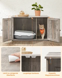 FEANDREA Katzenklo Schrank, Katzenhaus Mit Herausnehmbarem Trennwand, Indoor-Katzenhaus, Tisch, 80 X 53 X 49,2 Cm, Greige PCL002G01 -Garten- & Gewächshäuser Geschäft 53b4970fcb802bd31c68705c52066a6c