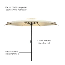 MIADOMODO® Sonnenschirm - 300 Cm, Mit Kurbel, Höhenverstellbar, UV-Schutz, Farbwahl - Gartenschirm, Terrassenschirm, Balkonschirm 11 MIADOMODO® Sonnenschirm - 300 Cm, Mit Kurbel, Höhenverstellbar, UV-Schutz, Farbwahl - Gartenschirm, Terrassenschirm, Balkonschirm -Garten- & Gewächshäuser Geschäft 53b8347ccbbd27ebe4270bdb95307bbc