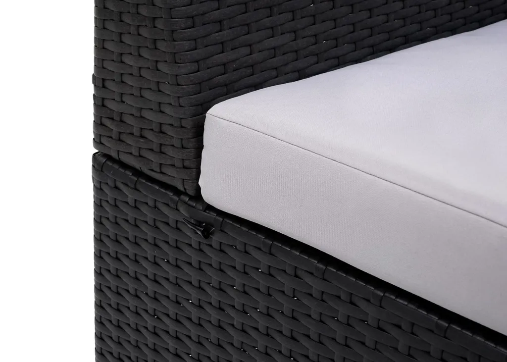 Mendler 2x Poly-Rattan Sessel HWC-G16, Lounge-Rattanstuhl Gartenstuhl, Gastronomie Schwarz, Kissen Hellgrau 5 Mendler 2x Poly-Rattan Sessel HWC-G16, Lounge-Rattanstuhl Gartenstuhl, Gastronomie Schwarz, Kissen Hellgrau – Bild 5