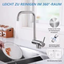 Aihom Vorfenster Küchenarmatur 360° Drehbar Spültischarmatur Wasserhahn Küche Spültischbatterie Armatur Mischbatterie Für Küche Gebürstet -Garten- & Gewächshäuser Geschäft 5483402f9bf24009b709293c349b161c