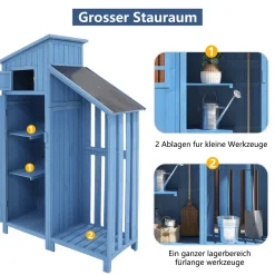 Merax Gerätehaus Gartenschrank 124x53 Cm Gerätehaus Holz Geräteschuppen Mit Spitzdach Und Einlegeböden, Blau -Garten- & Gewächshäuser Geschäft 549e0bfbebfd1e2385bff5fd80b252fe