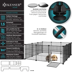 KESSER® Freigehege Gittergehege Für Kaninchen Aus Metallgitter XXL Inkl. Tür Kleintiergehege Meerschweinchen Gehege Freilauf, Kleintierkäfig Laufgitter Hasenstall Für Innen - Draußen , Farbe:Schwarz, Größe:Einzeln 11 KESSER® Freigehege Gittergehege Für Kaninchen Aus Metallgitter XXL Inkl. Tür Kleintiergehege Meerschweinchen Gehege Freilauf, Kleintierkäfig Laufgitter Hasenstall Für Innen - Draußen , Farbe:Schwarz, Größe:Einzeln -Garten- & Gewächshäuser Geschäft 54b9d64406ffde42f9d33f560fa99739