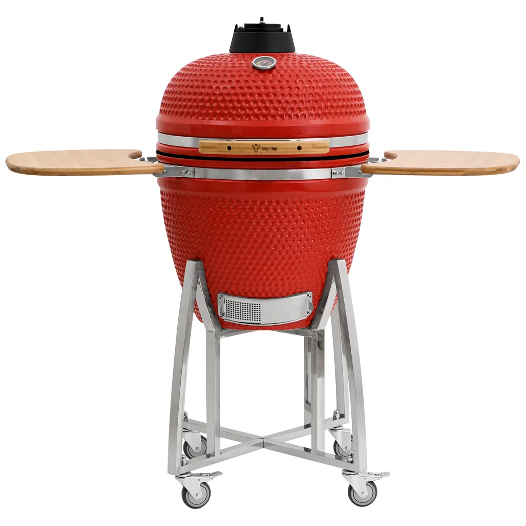 BBQ-Toro Kamado Grill Holzkohlegrill Ø 46 Cm "KURO" Mit Bambusablage, Thermometer, Rot 1 BBQ-Toro Kamado Grill Holzkohlegrill Ø 46 Cm "KURO" Mit Bambusablage, Thermometer, Rot