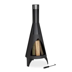 Relaxdays Terrassenofen Mit Schürhaken Schwarz