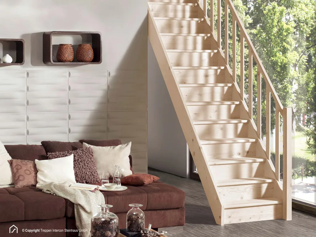 Treppen Intercon Holztreppe Intercon Casablanca | Fichte | Gerader Verlauf | 60 Cm Breite | Einseitiges Geländer | Mit Setzstufen 3 Treppen Intercon Holztreppe Intercon Casablanca | Fichte | Gerader Verlauf | 60 Cm Breite | Einseitiges Geländer | Mit Setzstufen – Bild 3