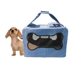 OUBO ABISTAB Knochen Transportbox Hunde Und Katze Faltbare Tragetasche Blau Größe M Robuste Atmungsaktive Netz Mit Komfort Und Sicherheit