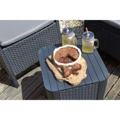 Allibert By Keter Gartentisch Luzon Flat Wicker, Graphit, Deckel Abnehmbar, Mit Stauraum, Kunststoff, Flache Rattanoptik -Garten- & Gewächshäuser Geschäft 55384e3eb118ef082709e05a26e1f28d