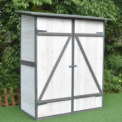 Mucola Gartenhaus Gartenschrank Gerätehaus XXL Geräteschuppen Weiß/Grau Holz