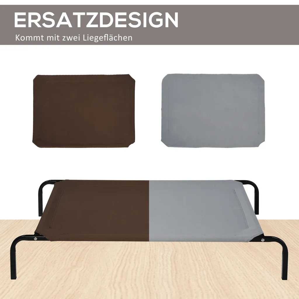 PawHut Hundebett Outdoor Hundeliege Katzenbett Mit Mesh Haustierbett Schlafplatz Metall Oxford-Gewebe Kaffee 130 X 80 X 20 Cm 7 PawHut Hundebett Outdoor Hundeliege Katzenbett Mit Mesh Haustierbett Schlafplatz Metall Oxford-Gewebe Kaffee 130 X 80 X 20 Cm – Bild 7
