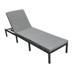 En.casa Gartenliege Cartes Mit 5-stufig Verstellbarer Rückenlehne Relaxliege Sonnenliege Mit Polsterkissen Bis 120 Kg Polyrattan Dunkelgrau