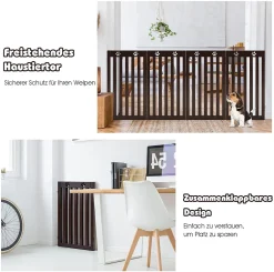 COSTWAY Absperrgitter Hunde 89cm Hoch, Schutzgitter Holz Klappbar, Treppengitter Hundeabsperrgitter Flexibel Türschutzgitter (Braun, 4 Paneelen) -Garten- & Gewächshäuser Geschäft 55b8c9c5b13c7defda25ea283b22315d