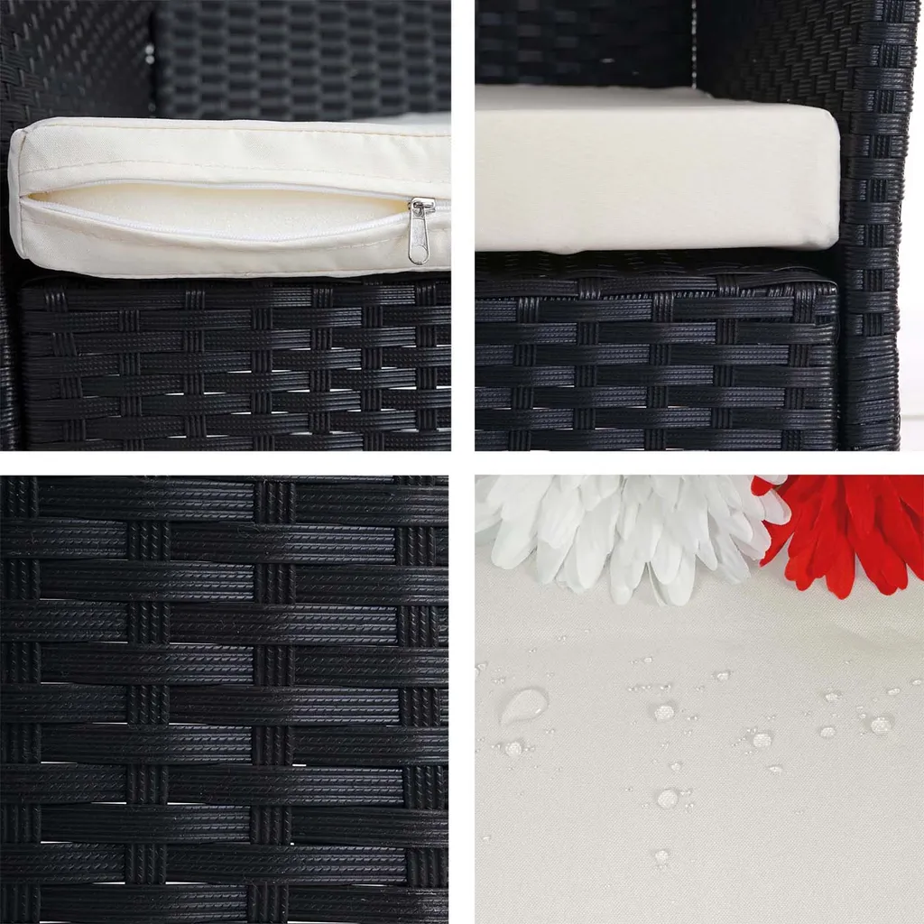 Mendler 2x Poly-Rattan Gartensessel Hamar, Korbsessel Anthrazit, Kissen Creme 6 Mendler 2x Poly-Rattan Gartensessel Hamar, Korbsessel Anthrazit, Kissen Creme – Bild 6