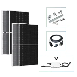 EPP.Solar Solar- PV 780 Balkonkraftwerk Komplettset Mit 390W Bifacial Solarmodul Stockschrauben Quer 10 M Schukostecker