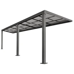 Juskys Terrassenüberdachung 7x3 M Mit Schiebedach - Terrassendach Aus Aluminium Mit Doppelstegplatten - Wetterfeste Überdachung Mit UV-Schutz - Grau