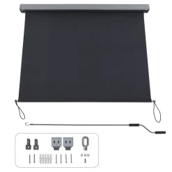 SONGMICS Alu-Senkrechtmarkise Für Balkon, Markise, Terrasse, 1,6 X 2,5 M (B X L), Aus Polyester (280 G/m²), Mit Grauer Markisenkassette, Vertikalmarkise Für Außen, Für Windschutz, Sonnenschutz Und Sichtschutz, Grau GSA165GY -Garten- & Gewächshäuser Geschäft 56075227a1fff76e50ccc427eefc95d7