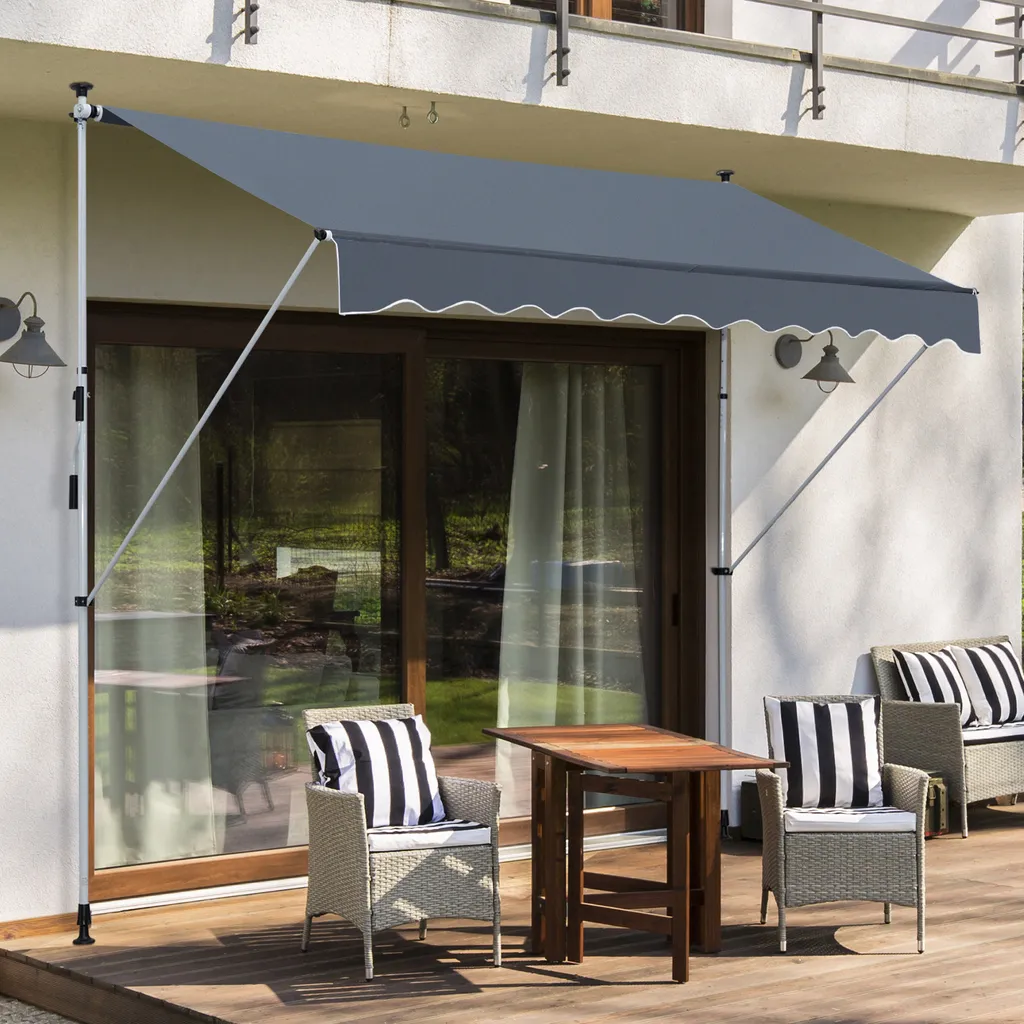 Outsunny Markise Klemmmarkise Sonnenschutz Faltarm Handkurbel Balkon Alu Cremeweiß 3x1,2cm 1 Outsunny Markise Klemmmarkise Sonnenschutz Faltarm Handkurbel Balkon Alu Cremeweiß 3x1,2cm