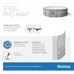 Bestway® Steel Pro MAX™ Aufstellpool Komplett-Set Mit Filterpumpe Ø 549 X 122 Cm, Steinwand-Optik (Cremegrau), Rund -Garten- & Gewächshäuser Geschäft 56290192c16165fadfb034231da11505