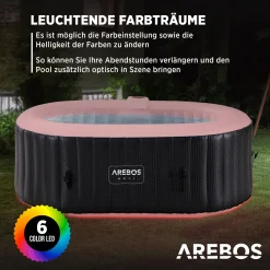AREBOS Whirlpool Mit LED Beleuchtung, Aufblasbar, In- & Outdoor,190x120 Cm Oval, 2 Personen, 90 Massagedüsen, Mit Heizun, 550 Liter, Inkl. Abdeckung 15 AREBOS Whirlpool Mit LED Beleuchtung, Aufblasbar, In- & Outdoor,190x120 Cm Oval, 2 Personen, 90 Massagedüsen, Mit Heizun, 550 Liter, Inkl. Abdeckung -Garten- & Gewächshäuser Geschäft 563b33935f1de477a1996b33f17eacd5