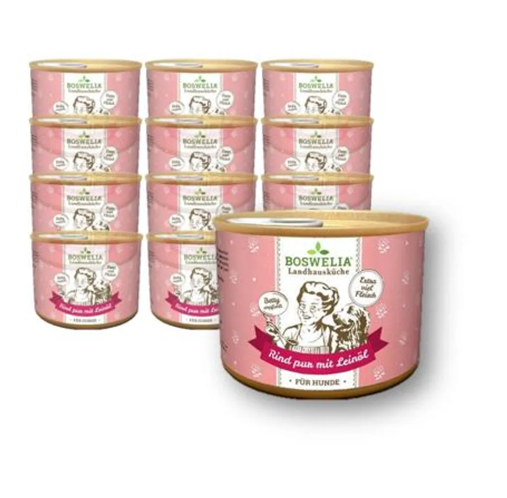 BOSWELIA - Landhausküche BOSWELIA - Betty's Landhausküche ¦ Rind Pur Mit Leinöl - 12 X 200g ¦ Nasses Hundefutter In Dosen 1 BOSWELIA - Landhausküche BOSWELIA - Betty's Landhausküche ¦ Rind Pur Mit Leinöl - 12 X 200g ¦ Nasses Hundefutter In Dosen