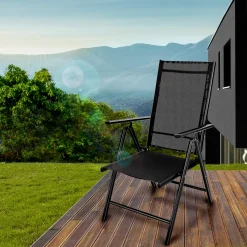 Tillvex Gartenstuhl Schwarz Klappbar Aus Aluminium | Hochlehner Mit Armlehnen | Klappstuhl Verstellbar | Klappsessel Balkon Garten Terrasse -Garten- & Gewächshäuser Geschäft 5652199fbfff088e20325472a2684b42