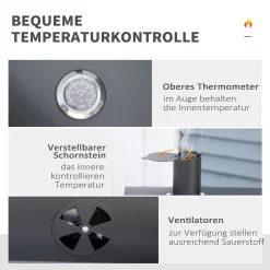 HOMCOM Outsunny Holzkohlegrill BBQ Gartengrill Mit Deckel Und Ablagen Metall Smoker BBQ Warmhalteplatte Regale Gartenparty Transportrollen Schwarz 124 X 66 X 112 Cm 13 HOMCOM Outsunny Holzkohlegrill BBQ Gartengrill Mit Deckel Und Ablagen Metall Smoker BBQ Warmhalteplatte Regale Gartenparty Transportrollen Schwarz 124 X 66 X 112 Cm -Garten- & Gewächshäuser Geschäft 56589af31620be402b6158b5809439dd