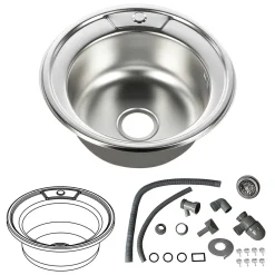 Mucola Einbauspüle Spülbecken Küchenspüle 50CM Edelstahl Spüle + Ablage Edelstahlspüle