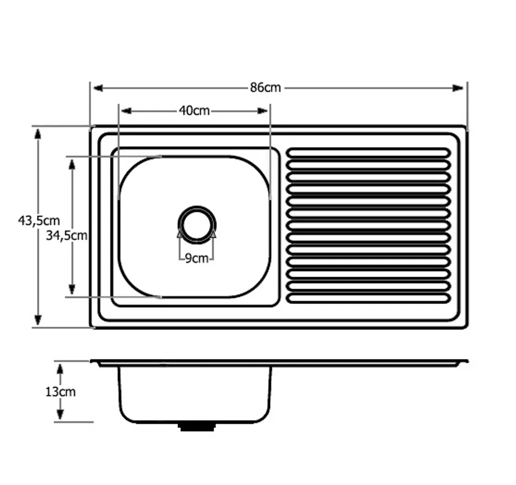 Keton Edelstahl Einbauspüle 86x43,5cm Küchenspüle Spüle Reversible + Küchenarmatur Delta 2 Keton Edelstahl Einbauspüle 86x43,5cm Küchenspüle Spüle Reversible + Küchenarmatur Delta – Bild 2